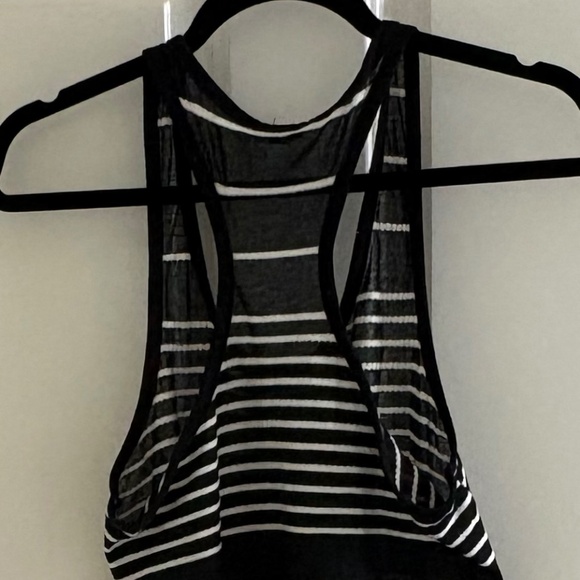Black & White Striped Racerback Tank Top | Lightweight & Semi-Sheer - Size M - Picture 3 of 4